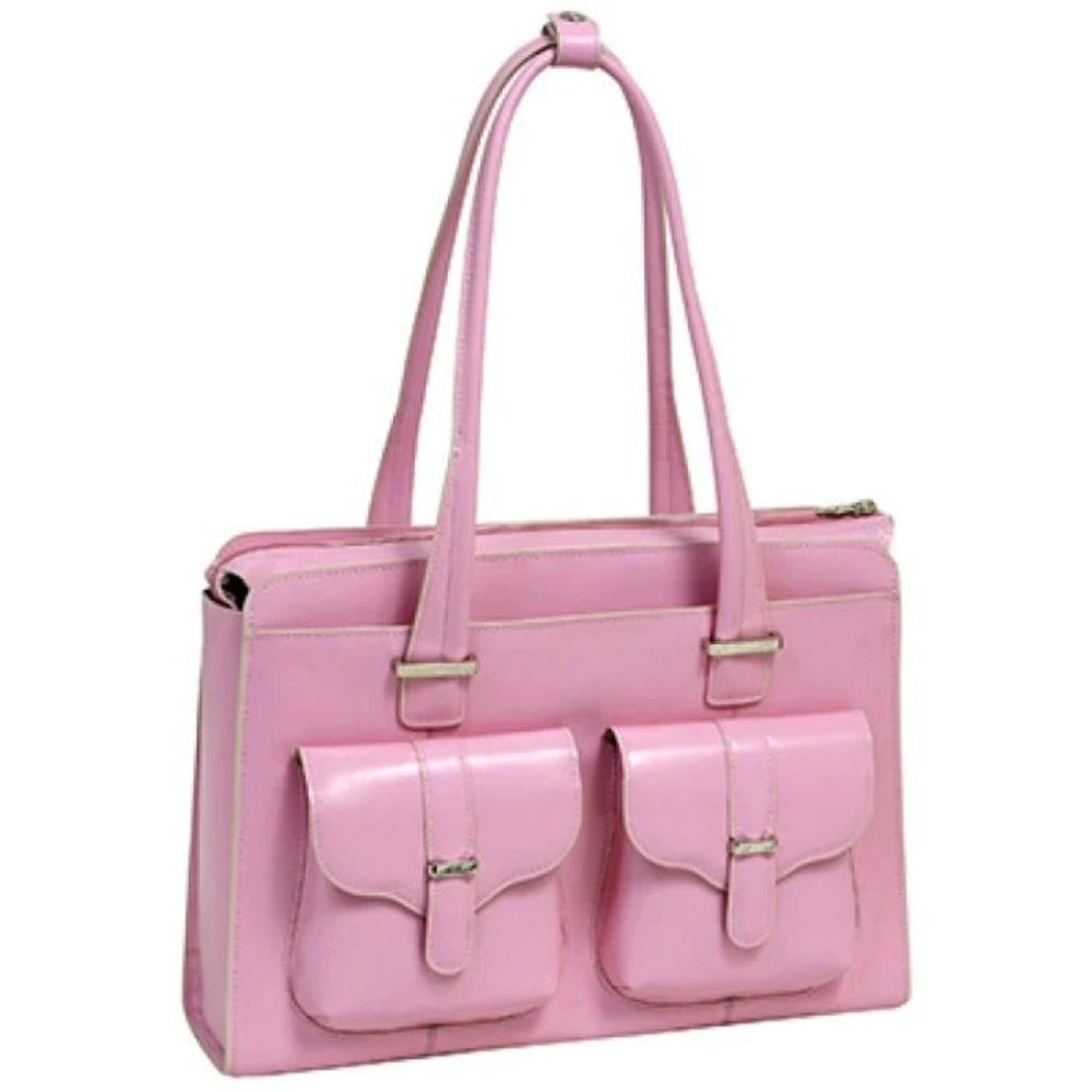 Pink MCKLEIN 96549 ALEXIS 14" LEATHER LAPTOP bag BRIEFCASE - Picture 3 of 3